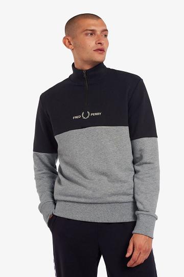 Bluzy Fred Perry Colour Block Half Zip Damskie Szare | PL 1998LISH